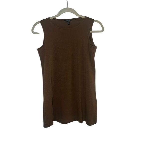 Eileen fisher brown Sleeveless Crew Neck Boho Bohemian Light Academica sz xxs - Picture 1 of 5